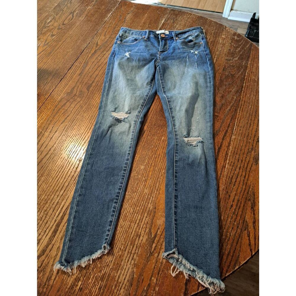 Articles of Society Womens 26 Distressed Raw Hem Blue Denim Jeans Casual Pants
